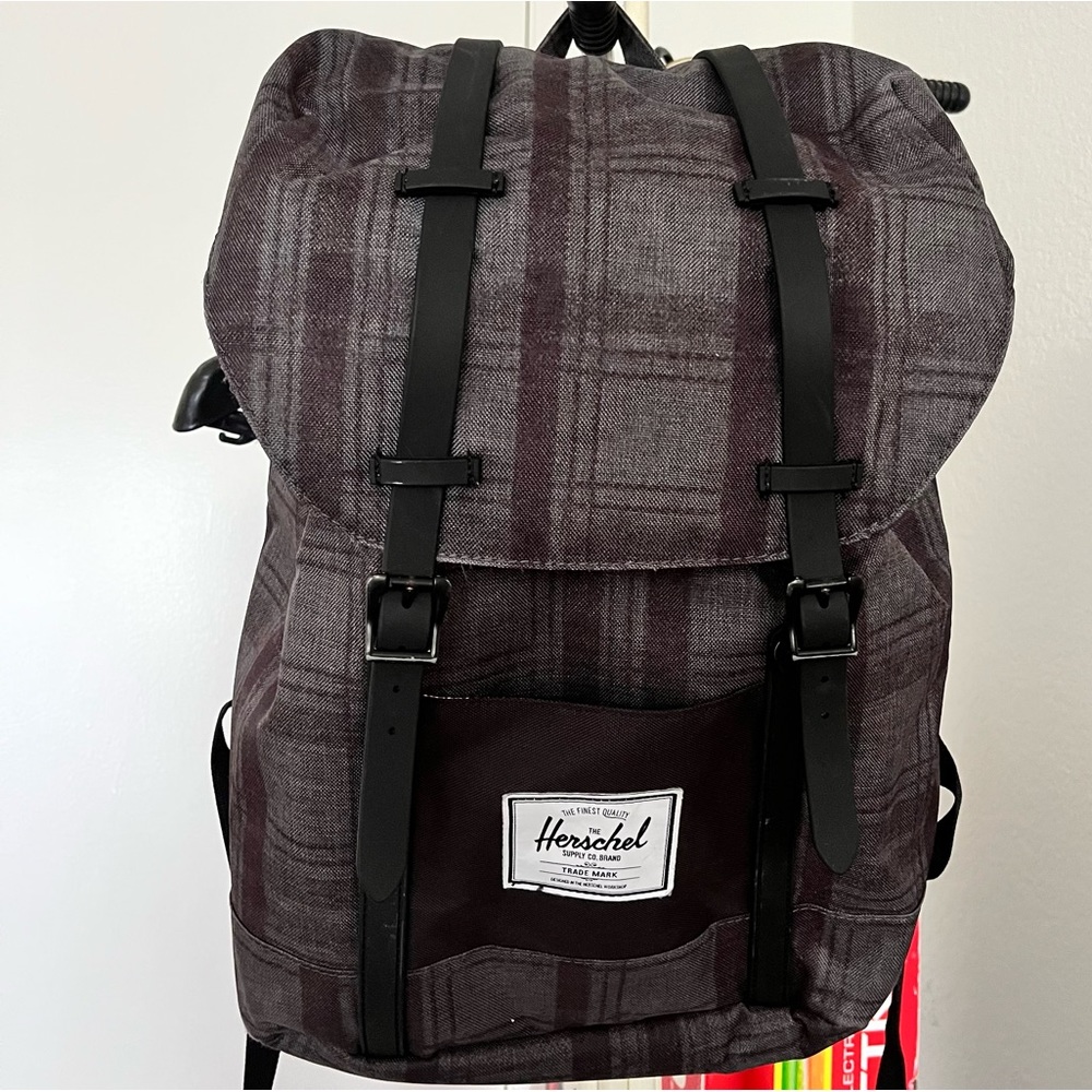 Herschel Retreat Plaid Rubber Strap Laptop Backpack